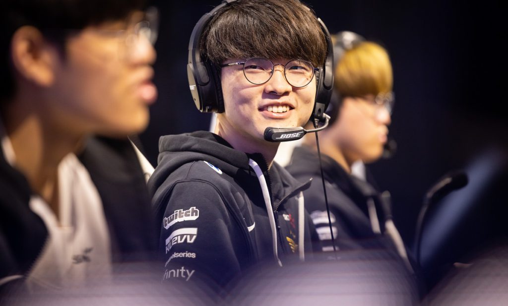 REYKJAVIK, ICELAND - OCTOBER 30: T1's Lee "Faker" Sang-hyeok competes at the League of Legends World Championship Semifinals Stage on October 30, 2021 in Reykjavik, Iceland. (Photo by Colin Young-Wolff/Riot Games)