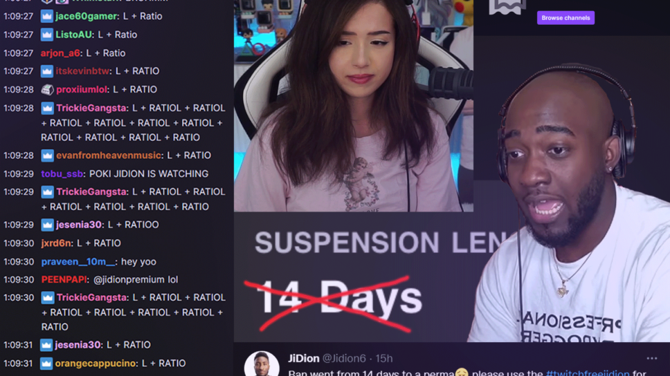 Newly partnered Twitch streamer jiDion now permanently banned after hate-raiding Pokimane cover image
