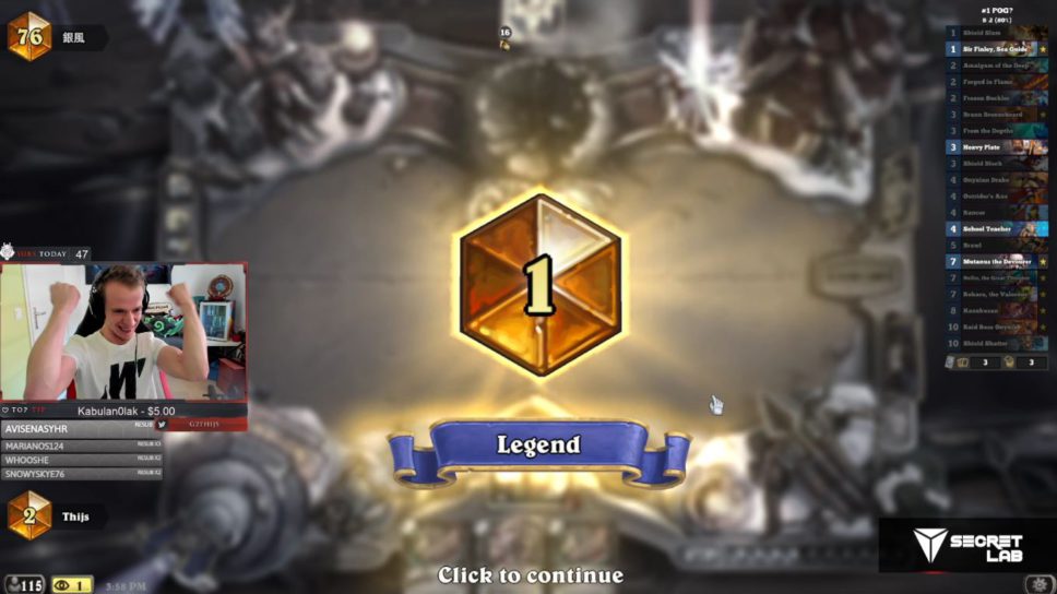 Thijs got #1 Legend in Hearthstone Ladder: “I like to put my tryhard pants on from time to time. I should do it more often” cover image