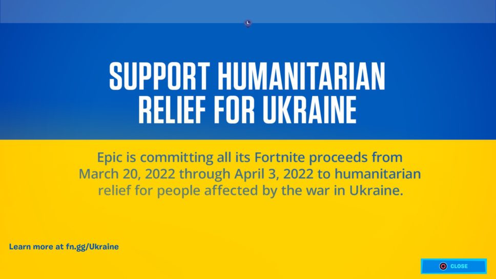 Fortnite has raised $144 million USD for humanitarian relief in Ukraine cover image