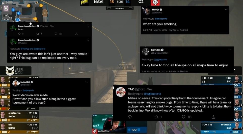 PGL allows Smoke bug at CS: GO Major; Pro players react with shock and disbelief cover image