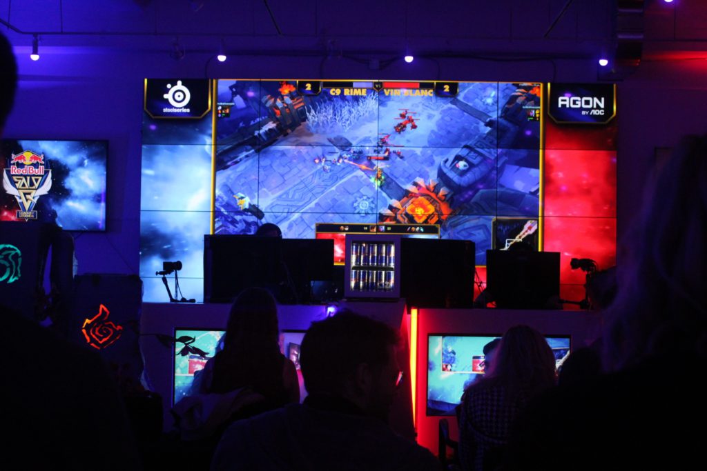 Competitors and guests at the Red Bull Gaming Studio.