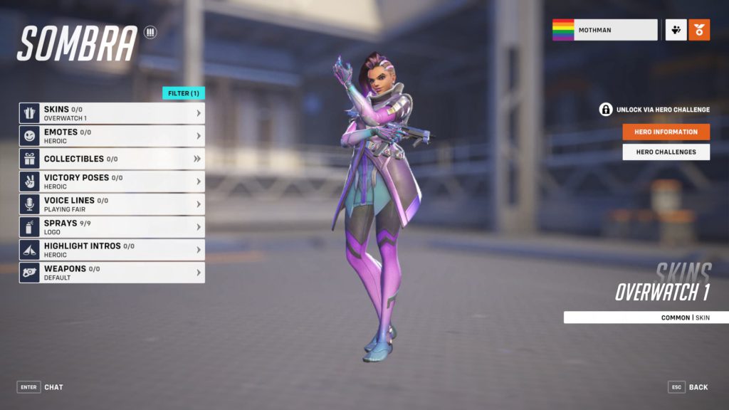 A look at Sombra's hero page in Overwatch 2.