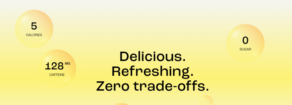 Juvee's calories, sugar and caffeine content as advertised 