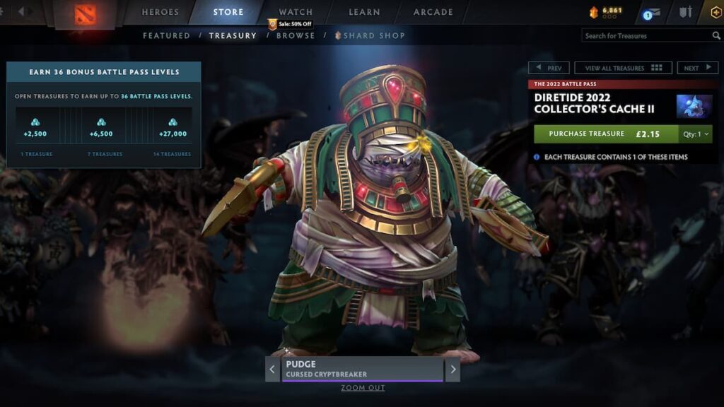 This Pudge set from Collector's Cache II will have you begging for Mummy! (Screenshot by Esports.gg)