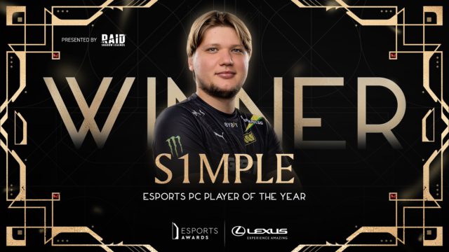 S1mple wins the Esports PC player of the year, mONESy is the rookie of the year preview image