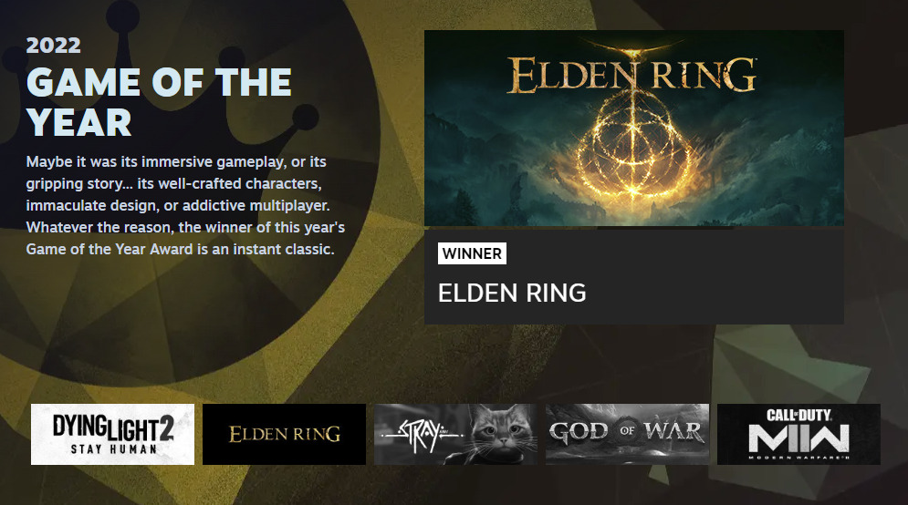 Steam Awards 2022: Elden Ring recebe o GOTY, aqui estão todos os vencedores  - Windows Club