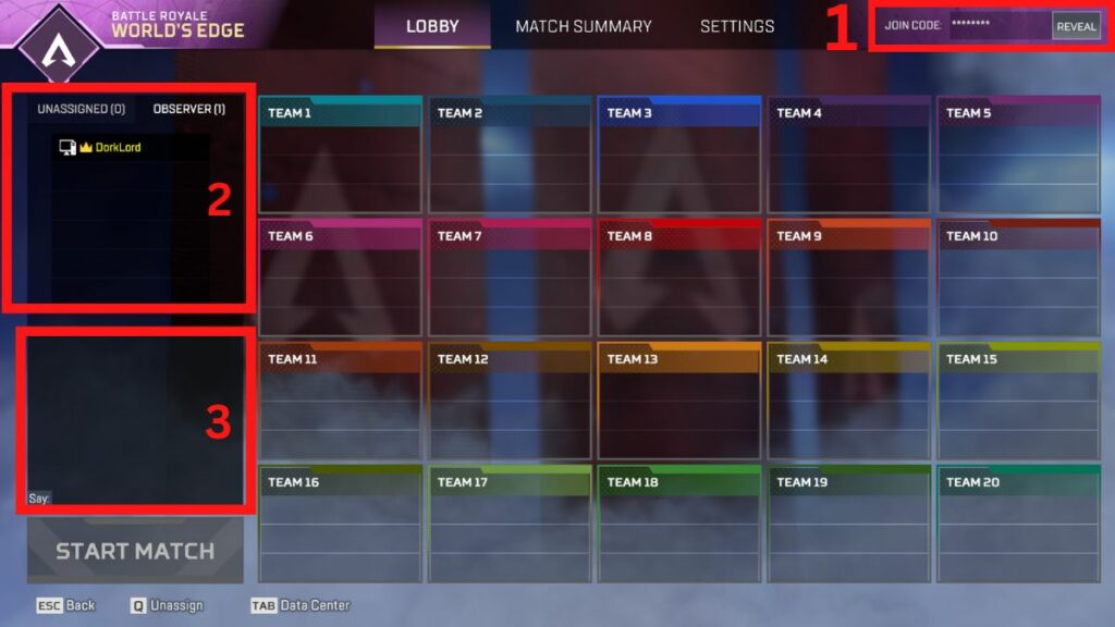 Apex Legends private match lobby (Image via Electronic Arts)