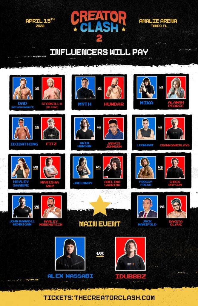 Creator Clash 2 full card (Image via Creator Clash)