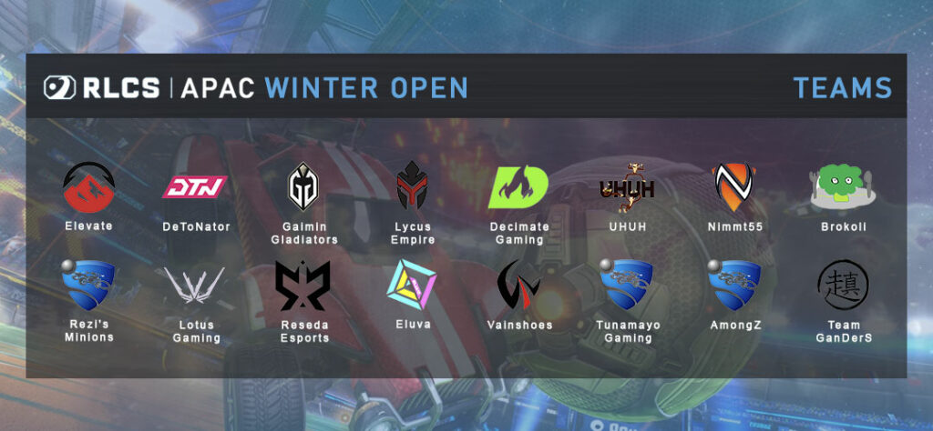 RLCS APAC Winter Open Teams. Image via Esports.gg.