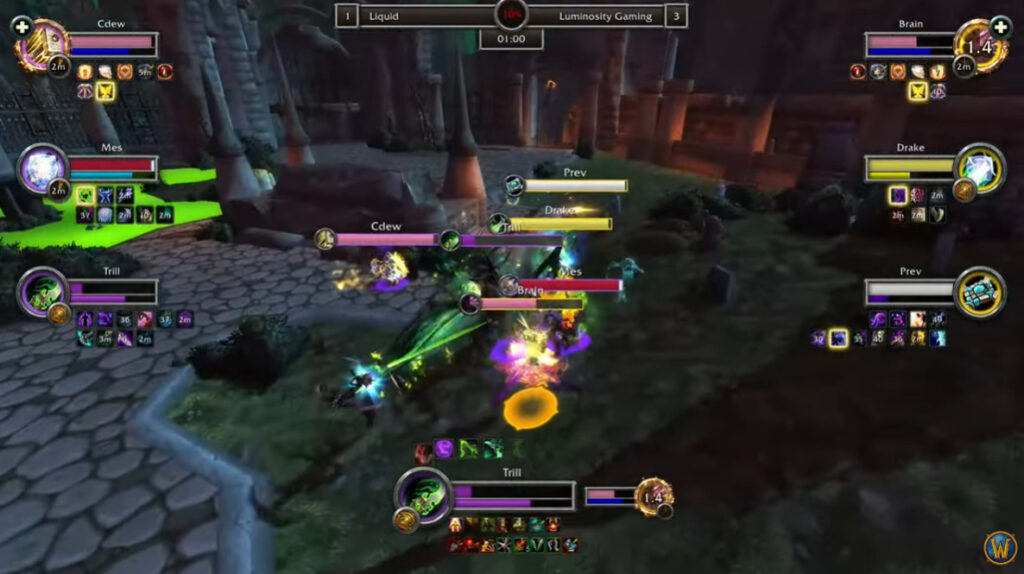 Liquid versus Luminosity Gaming during the World of Warcraft Arena World Championship (Image via Blizzard Entertainment)
