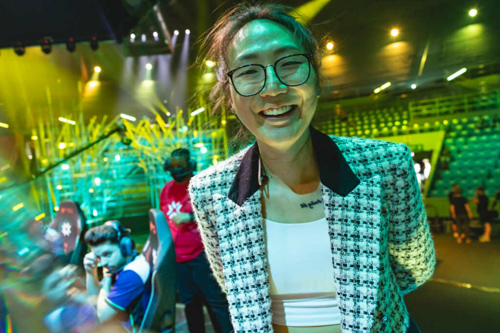 Coach Christine "potter" Chi of Evil Geniuses is seen at the VALORANT Champions Tour 2023: LOCK//IN Groups Stage on February 15, 2023 in Sao Paulo, Brazil. (Photo by Colin Young-Wolff/Riot Games)