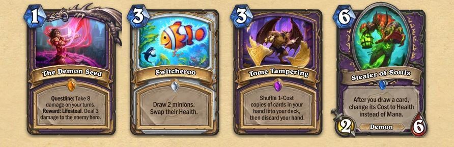 Hearthstone cards banned from wild (besides Test Subject) - Image via Hearthstone <a href="https://hearthstone.fandom.com/wiki/Wild_format#Banned_cards" target="_blank" rel="noreferrer noopener nofollow">Wiki</a>