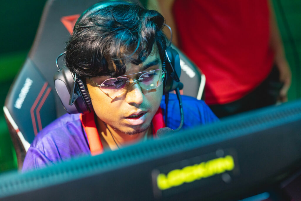 Ganesh "SkRossi" Gangadhar of Global Esports prepares to compete at the VALORANT Champions Tour 2023: LOCK//IN Groups Stage on February 23, 2023 in Sao Paulo, Brazil. (Photo by Colin Young-Wolff/Riot Games)