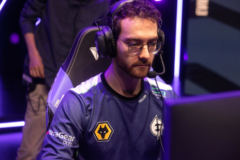 Philippe "Vulcan" Laflamme of Evil Geniuses competes during week 3 of the 2023 LCS Spring Split at the Riot Games Arena on February 9, 2023. (Photo by Robert Paul/Riot Games)