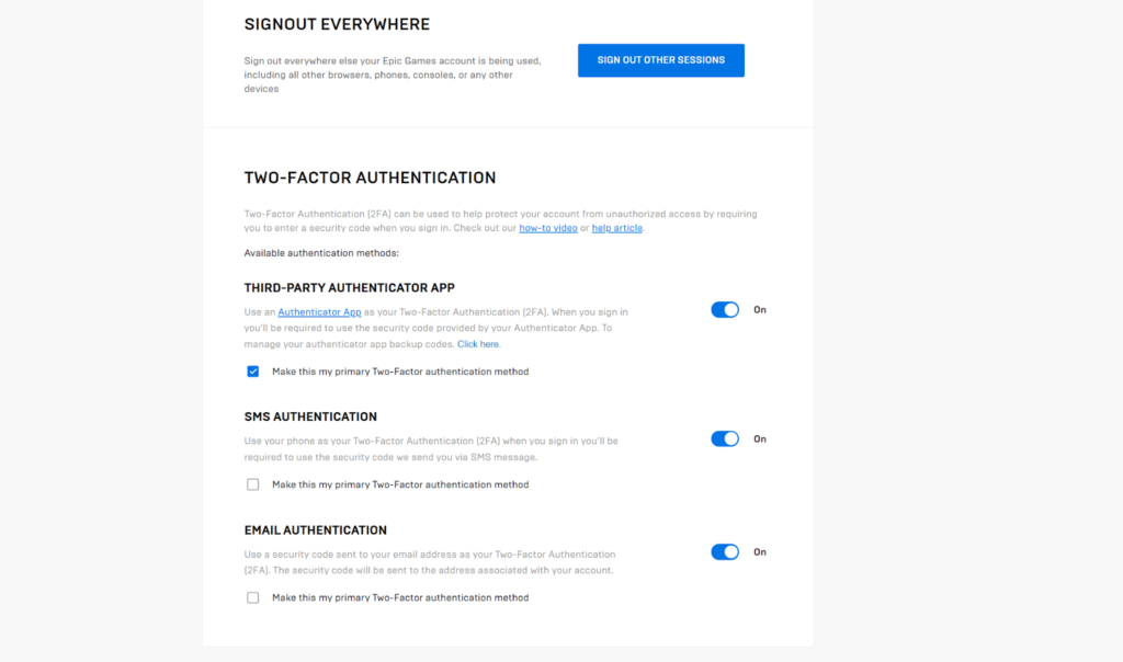 The Two factor authentication in Epic games. Epic Games Two factor authentication is required for competing in Rocket league tournaments.  You have to eventually go to rocketleague/activate to set up 2fa
