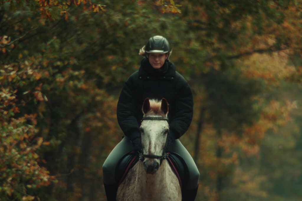 Sheever horseback riding in Gucci's first episode of GG Legends (Image via Gucci)