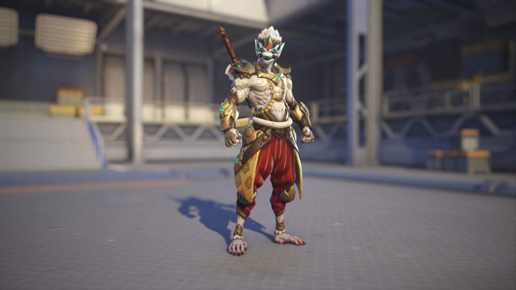 The legendary Divine Monkey Genji skin in Overwatch 2 (Image via Blizzard Entertainment)