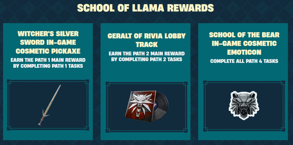 The school of Llama comes with a variety of rewards (Image: Epic Games)