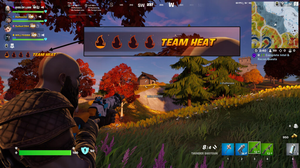 In Duos, trios and squads your heat levels are combined into your Team Heat