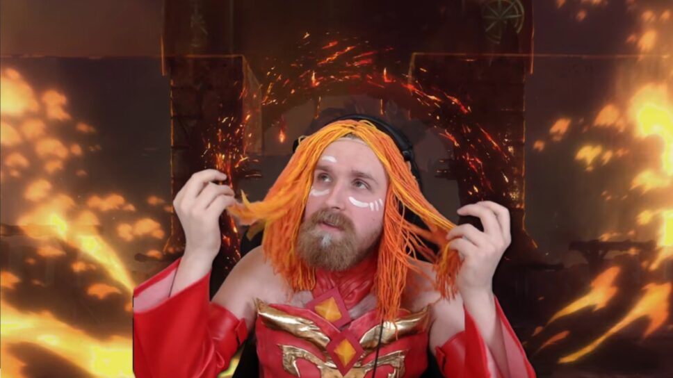 TeaGuv, cosplaying as Lina, is writing down every hero’s stats before Dota 2 Patch 7.33 cover image