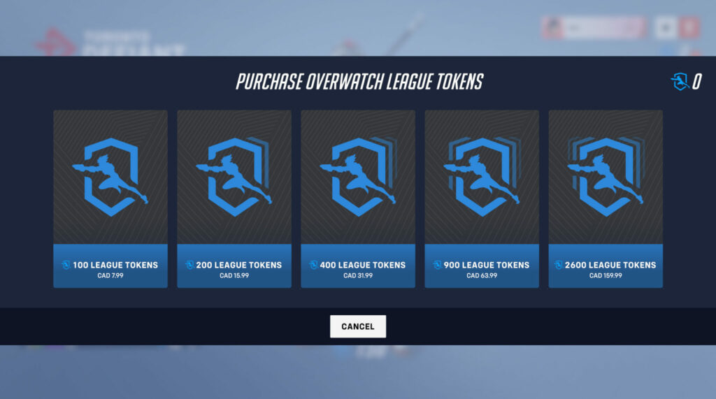 Overwatch League tokens cost in CAD (Image via Blizzard Entertainment)