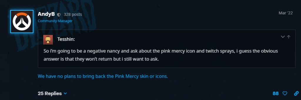 The Pink Mercy skin was part of a charity event (Image via Blizzard Entertainment)