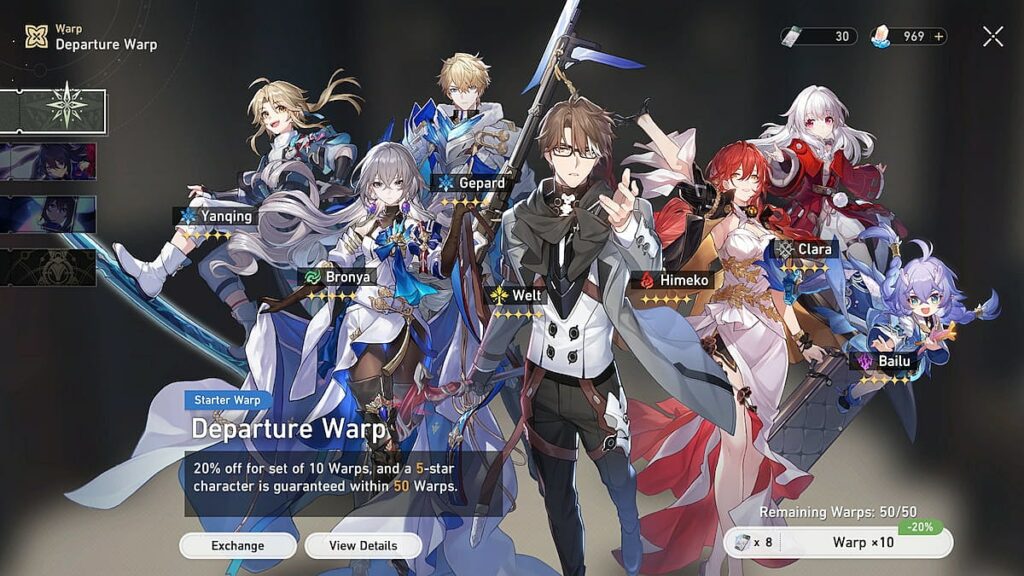 The Departure Warp Banner is a permanent Banner