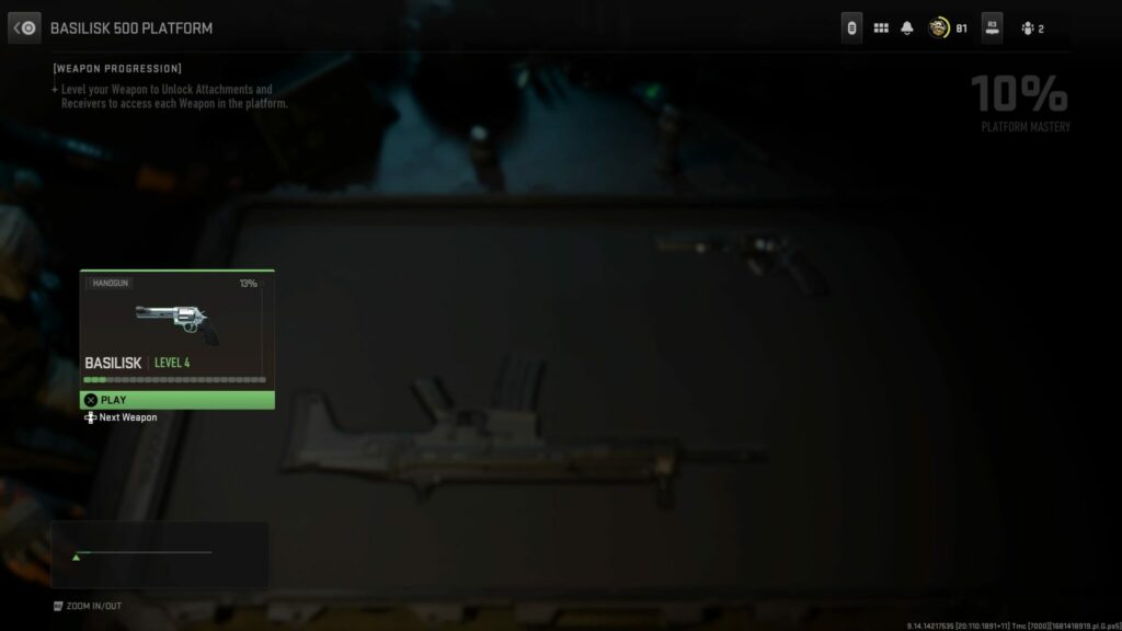 The Basilisk handgun sits alone on the Basilisk 500 Weapon Platform (Image via esports.gg)