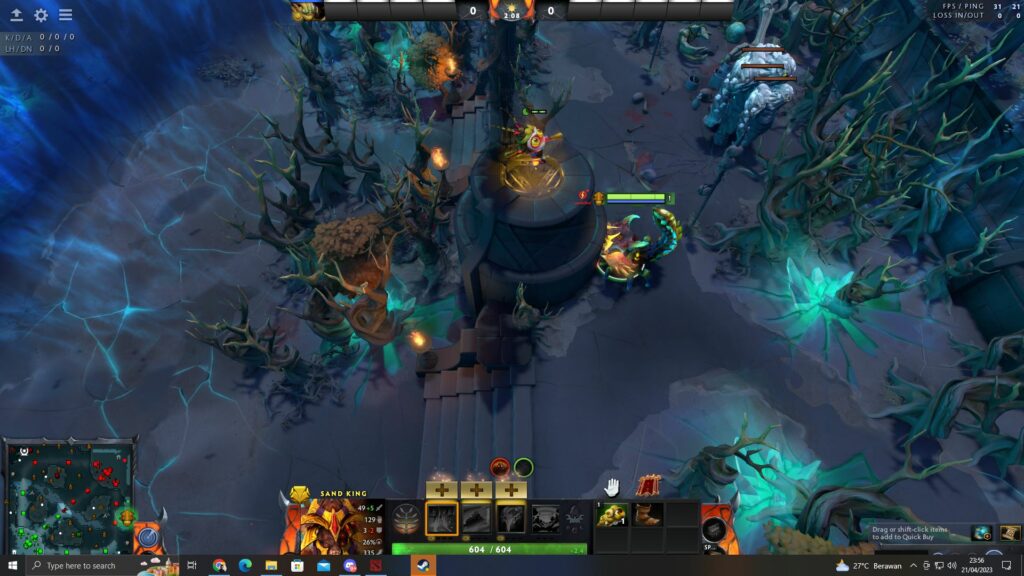 In between tier one and two towers on Dire offlane. Provides vision over new side ancient creep camp