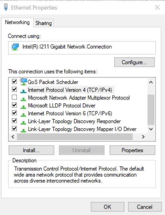 Select Properties of Internet Protocol Version 4