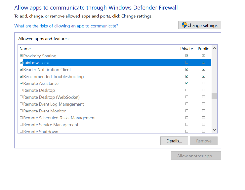 Make sure to allow RainbowSix.exe in the Windows firewall settings to fix the  Error 3-0x0001000b