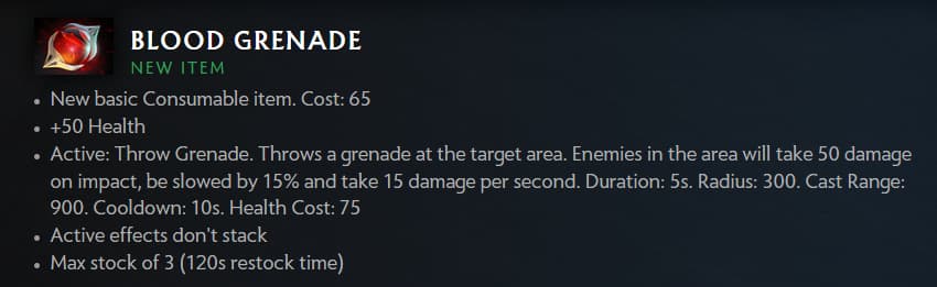 Blood Grenade was added in Dota 2 patch 7.33 (Image via Valve)