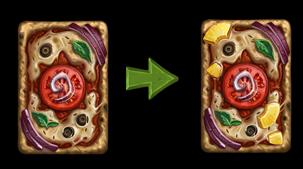 Hearthstone's April Fools' Day patch notes feature a Pineapple on Pizza card back (Image via Blizzard Entertainment)