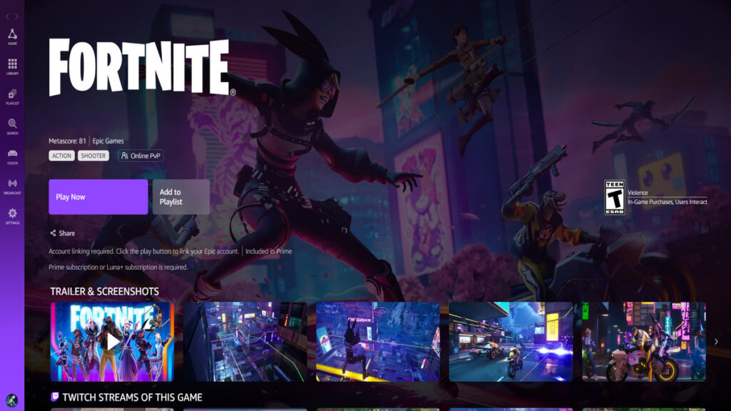 Fortnite' is now available on  Luna