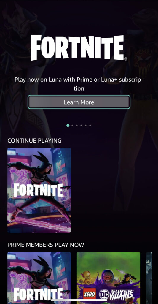 Cómo jugar a Fortnite en  Luna Cloud Gaming