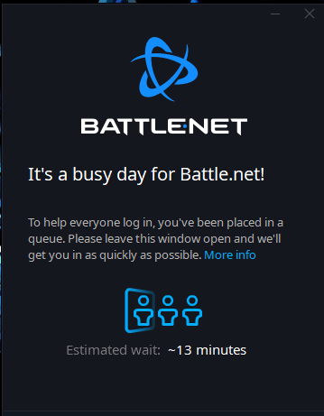 Battle.net delayed log-in message