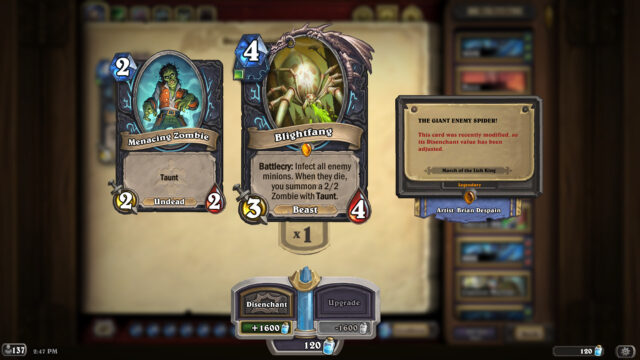 How to search for nerfed cards in your Hearthstone collection and get Arcane Dust refunds preview image