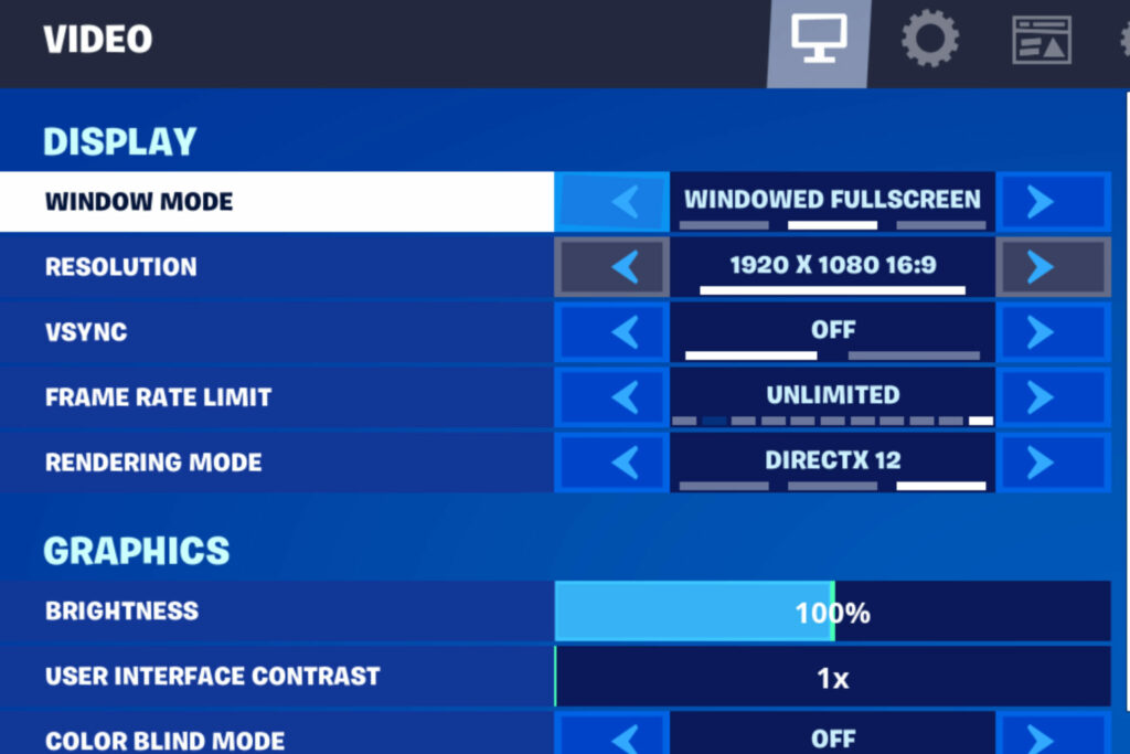 Fortnite Display PC Settings