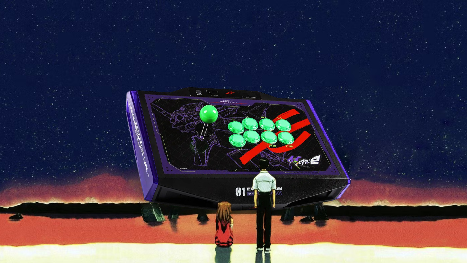 Shinji, get in the fight stick: Evangelion-themed controller 