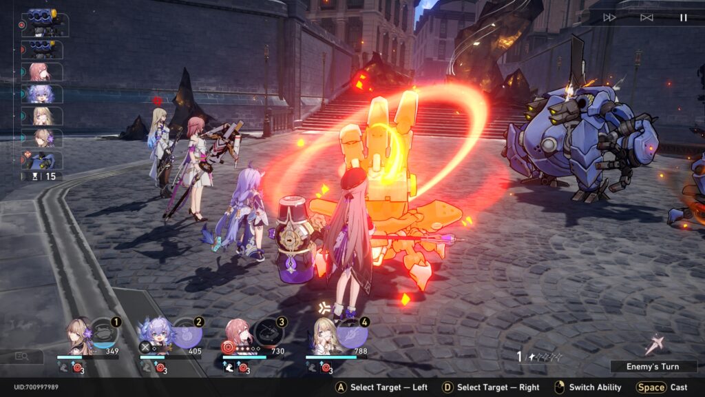 Honkai: Star Rail's combat is turn-based and no character can skip a turn. This style of combat is not for everyone