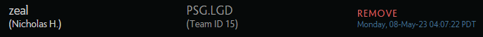 Zeal is removed from PSG.LGD according to the Dota 2 Majors registration page.