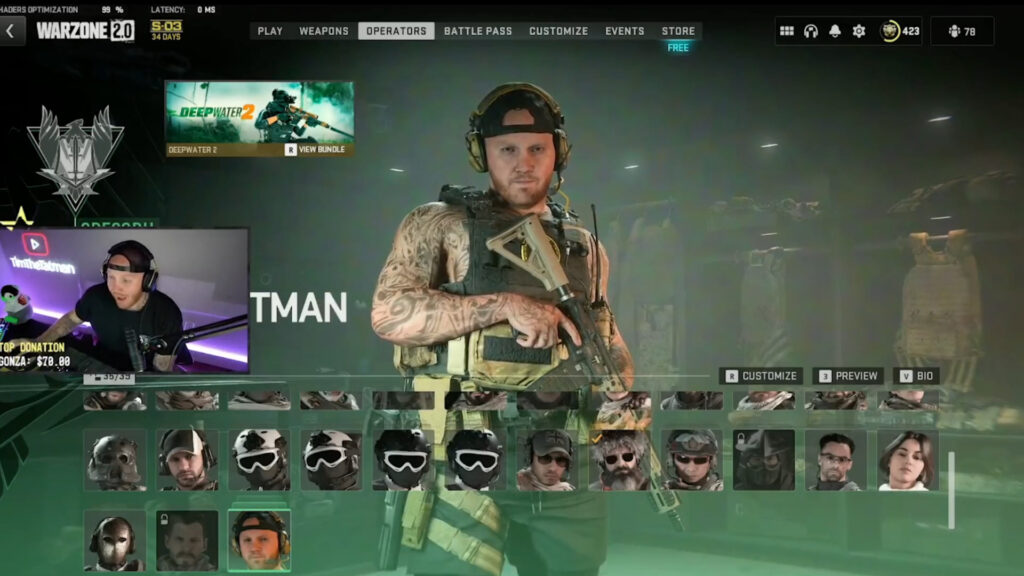 The new TimTheTatMan Operator Skin in MW2. A perfect representation of the streamer.