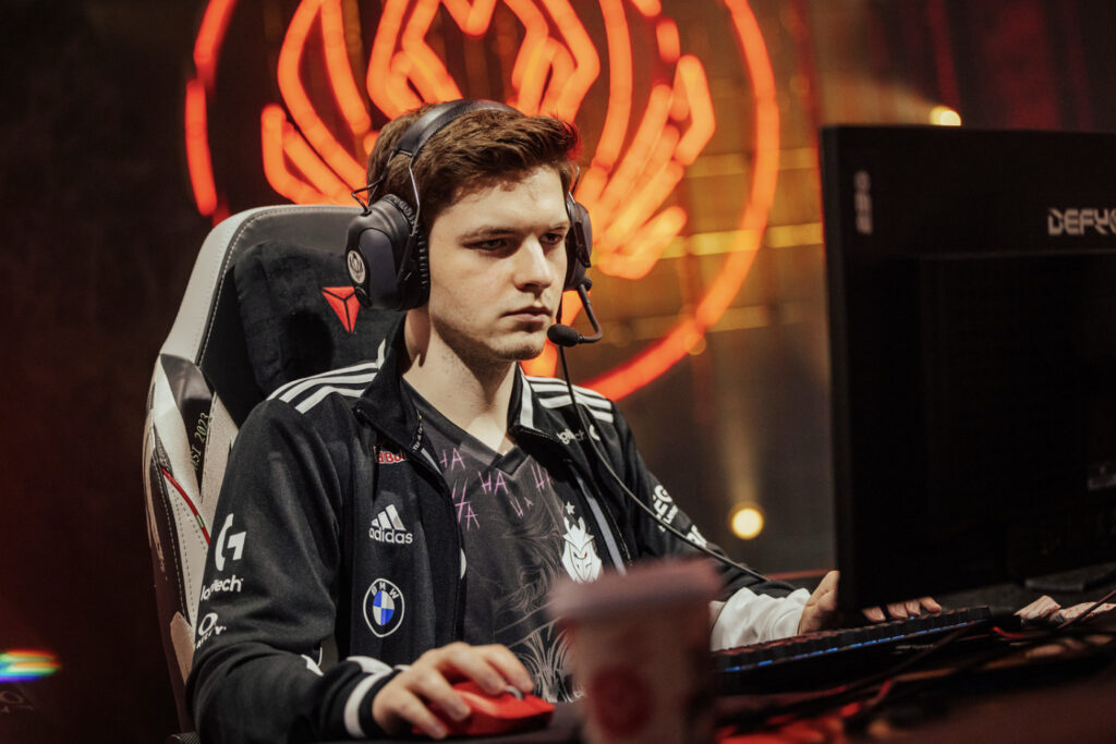 G2 Mikyx sets up on stage in the series against BLG at MSI 2023 (Image via Colin Young-Wolff and Riot Games)