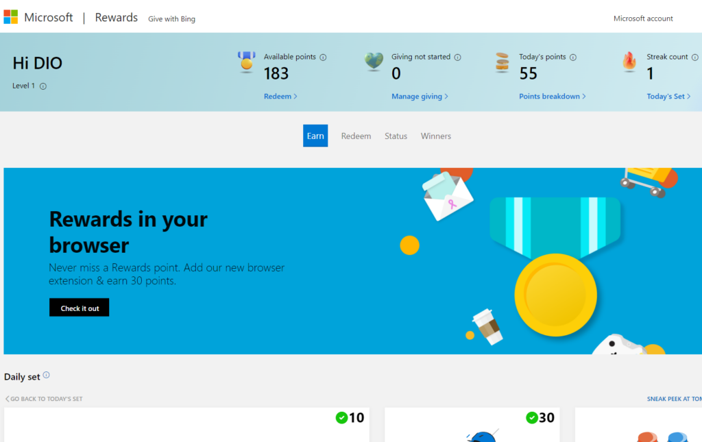 Microsoft Rewards screenshot (Image via Microsoft)