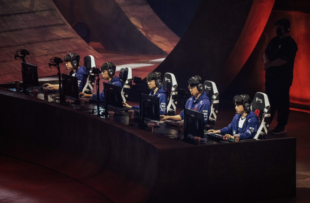 T1 playing on the MSI international stage (Image via Colin Young-Wolff and Riot Games)
