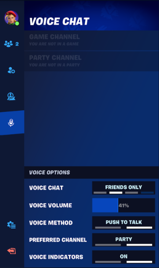 Fortnite voice chat channels (Image via Epic Games)