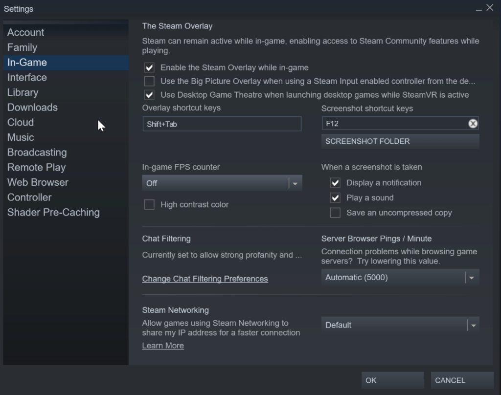 Go to the In-Game tab in your Steam settings.