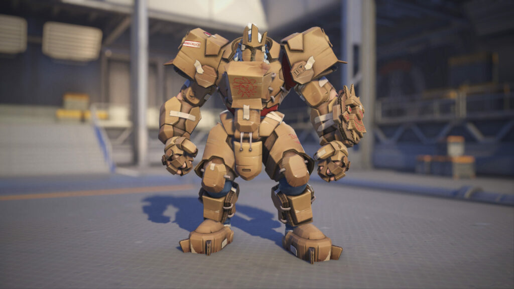 Overwatch 2 Cardboard Reinhardt skin screenshot (Image via Blizzard Entertainment)