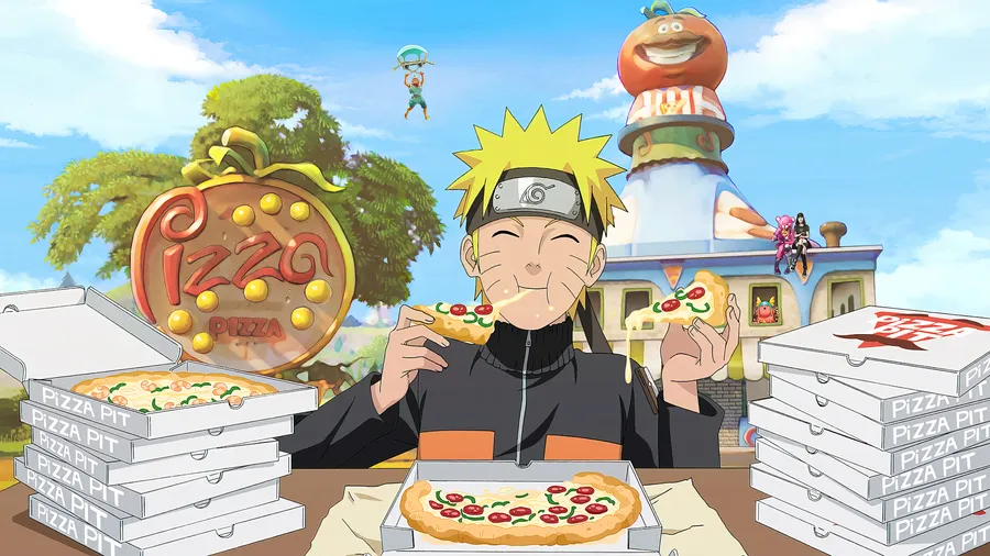 Naruto Eating Pizza (Fortnite wallpaper)